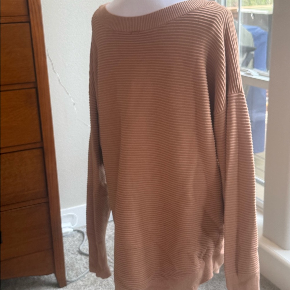 Aerie OFFLINE Ribbed Pullover Sweater in Camel 0084